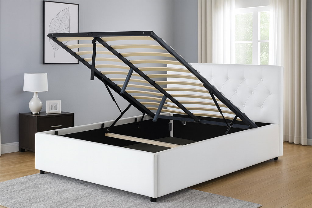 Double Size Bed - PU Snow White - (3154G)