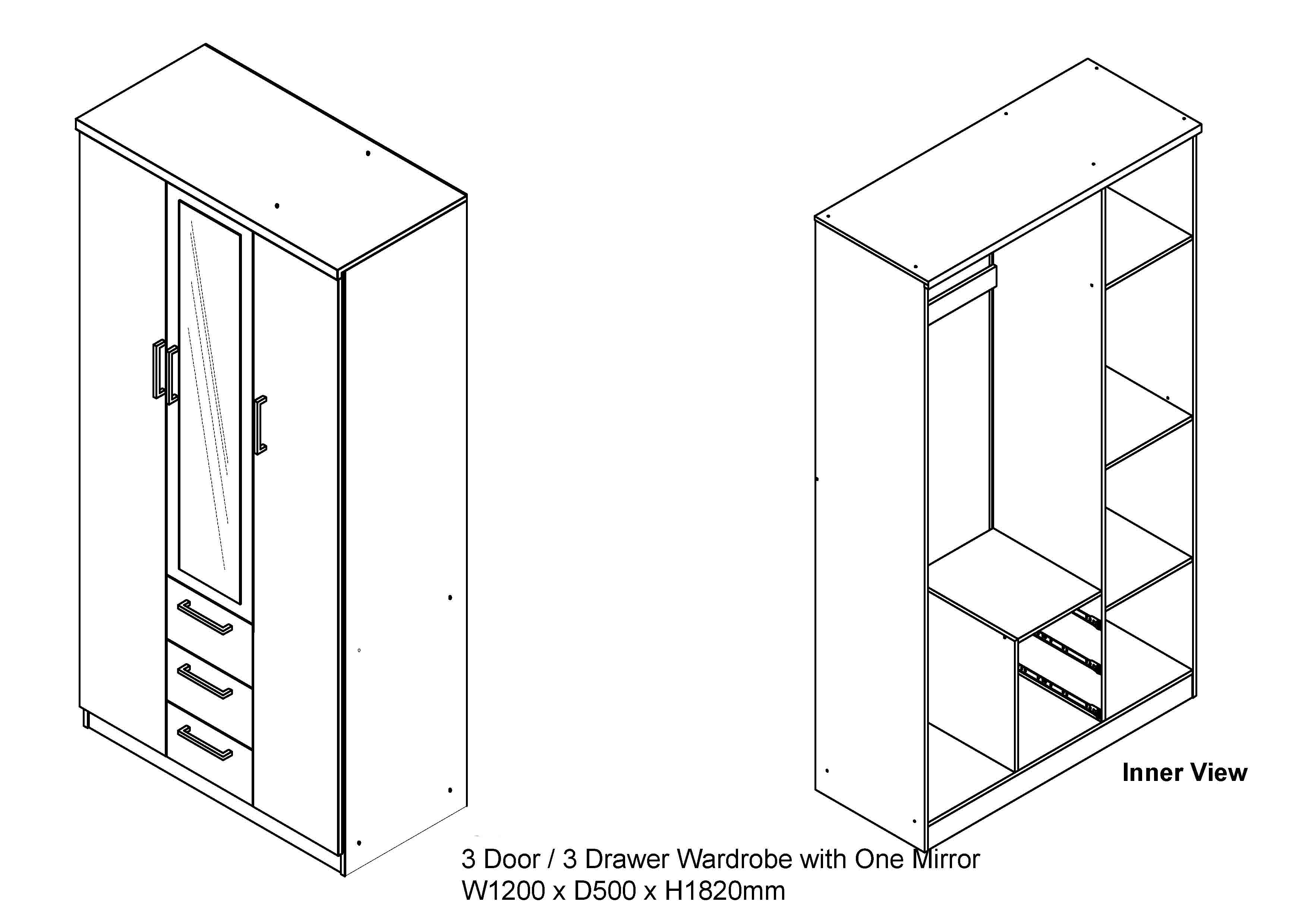 Idyll Wardrobe 3 door