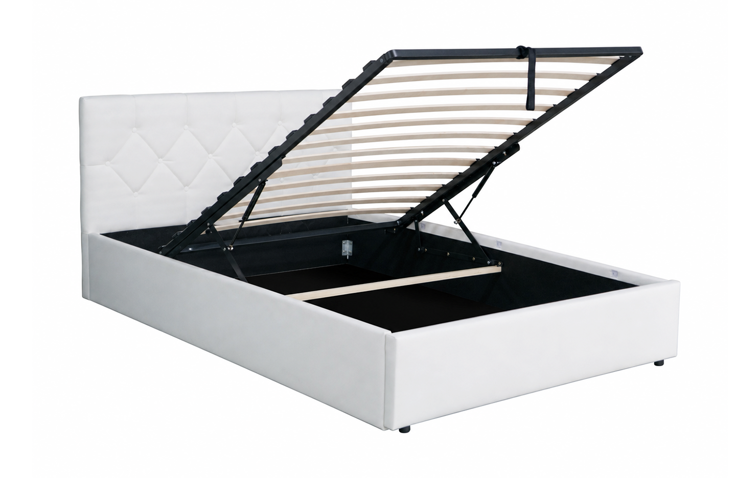 Queen size storage bed - PU White ( 4467G )