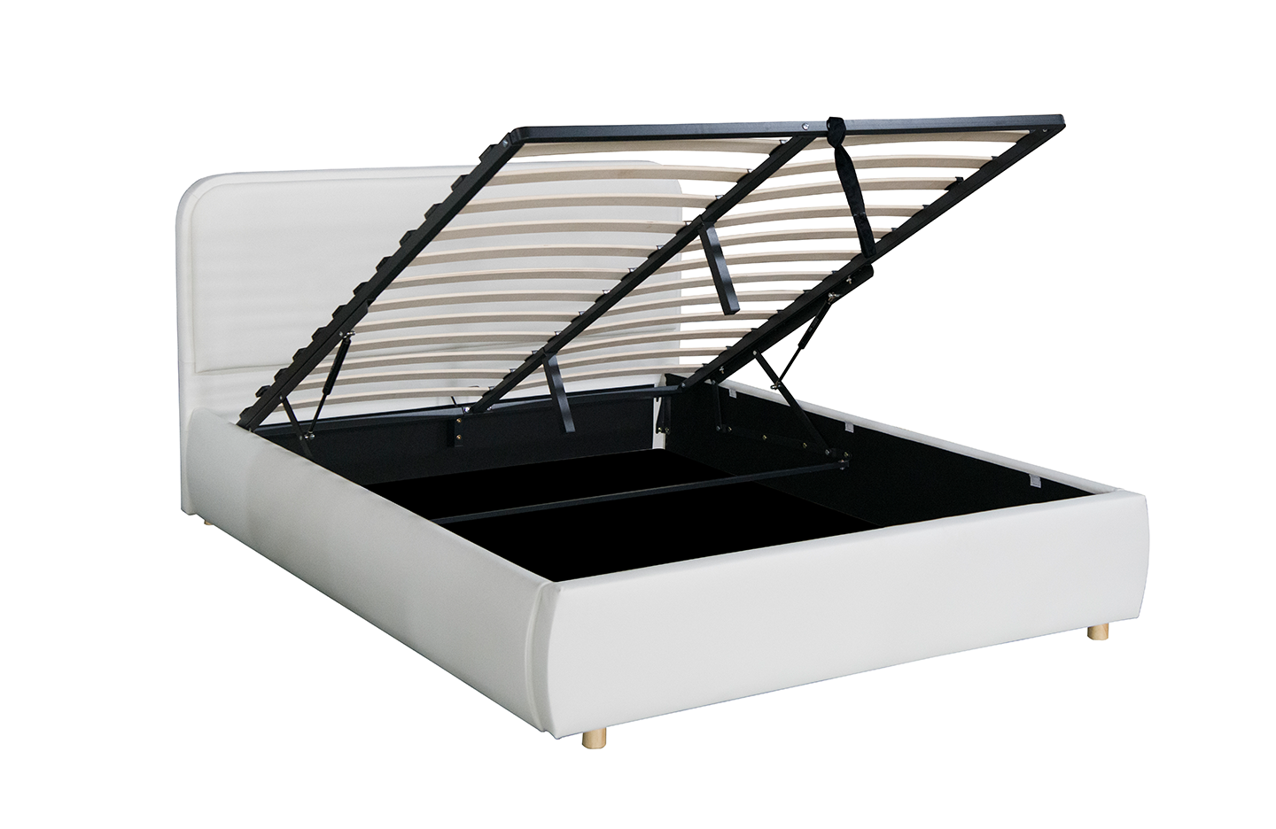 Queen size storage bed - PU White ( 4666G )