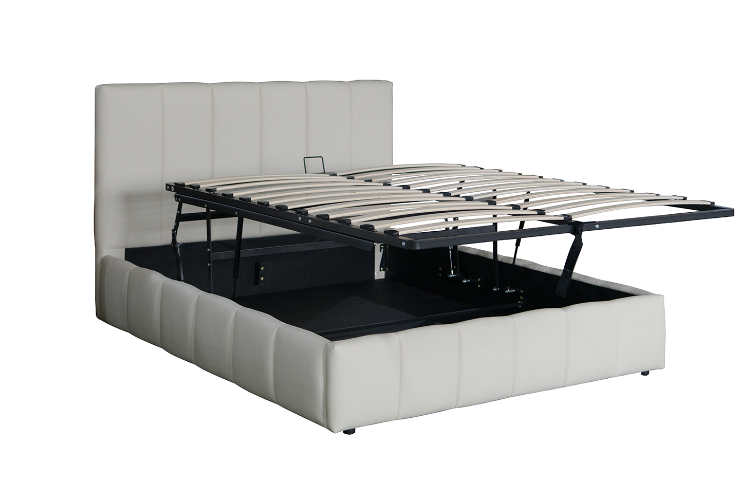 Queen size storage bed - PU Cream ( 4885BGF )