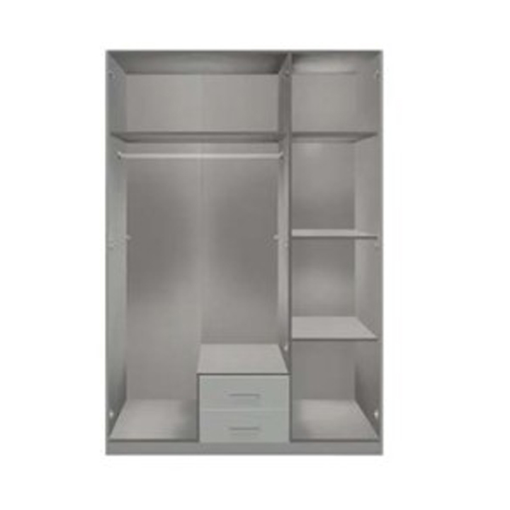 3 Door Wardrobe with Mirror - GREY GLOSS