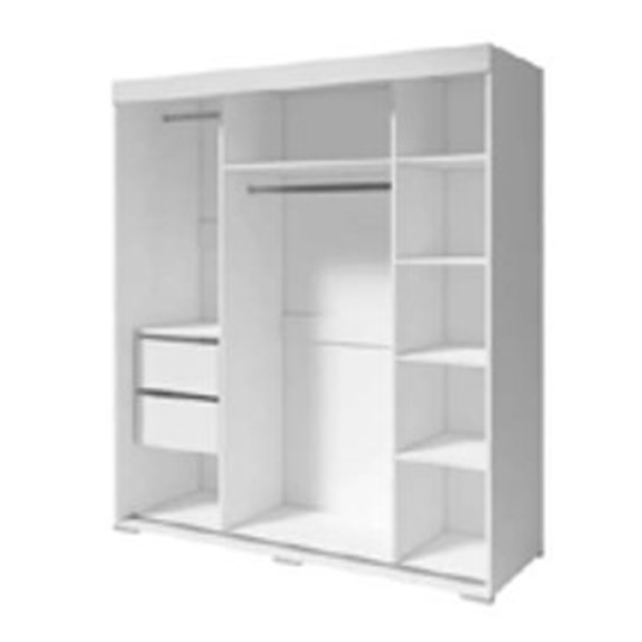 3 Door - Sliding Door - Wardrobe with Mirrors - WHITE