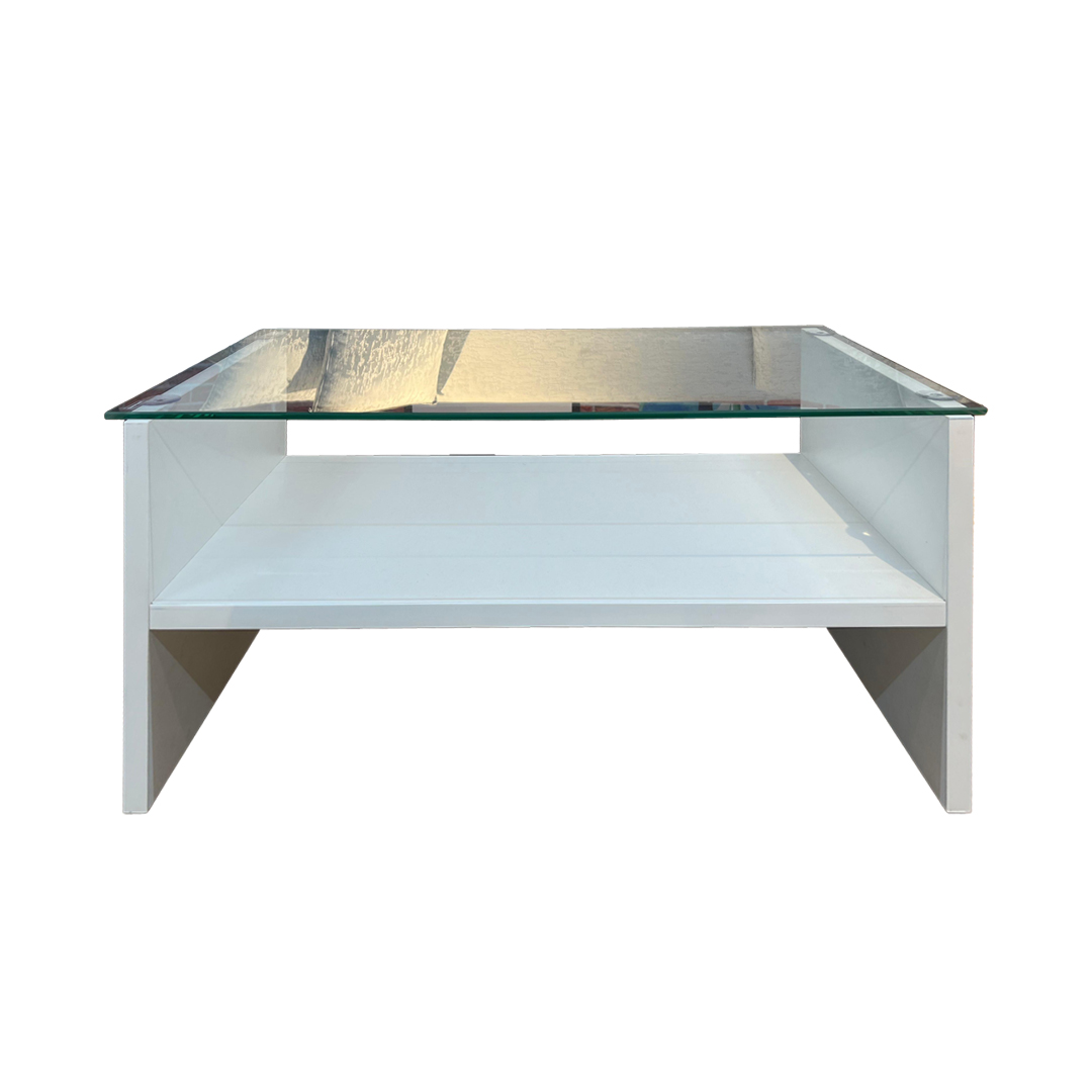 GLASS TOP COFFEE TABLE WHITE COLOR