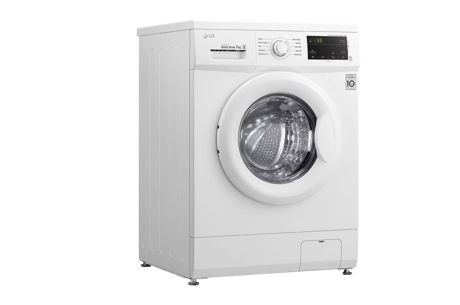 LG 7kg Front Load Washer, White