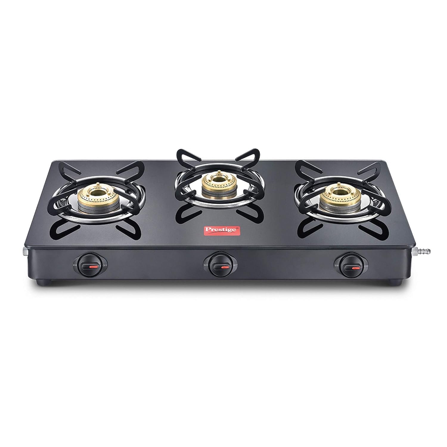 Prestige Magic Toughened Glass-Top 3 Brass Burner Gas Stove