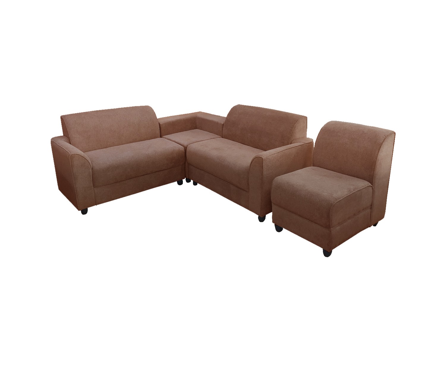 ZARA Corner Sofa - Full fabric 2 + 2 + 1 + 1 BROWN