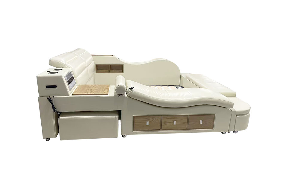 Queen Size Functional Bed - PU Beige