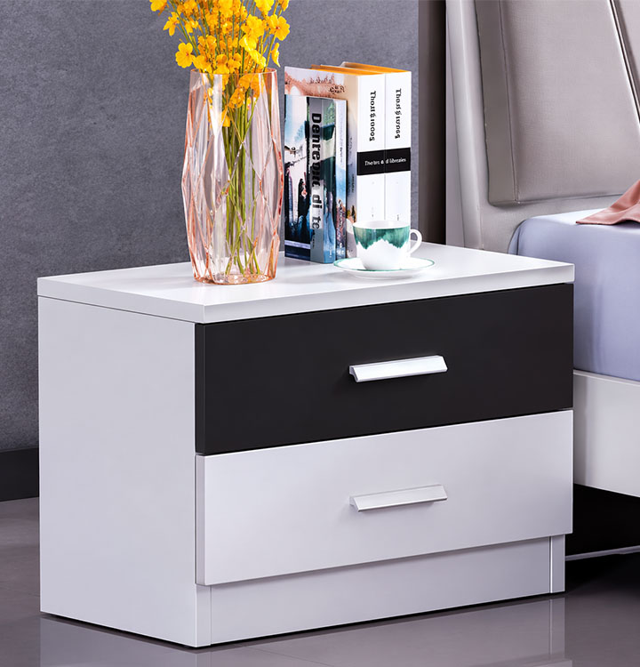 Night Stand A2 \ Bed Side Table - Black and White