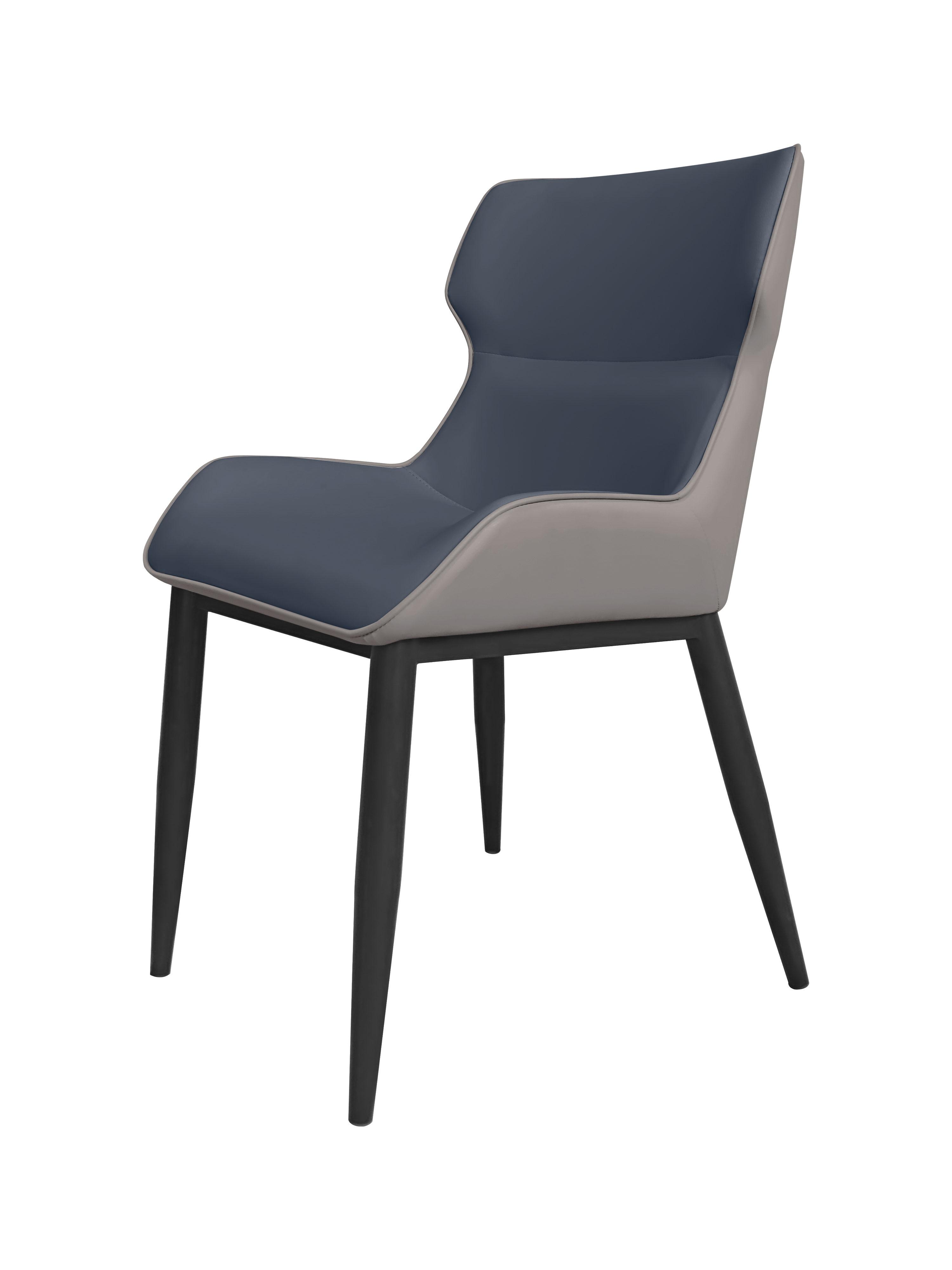 Dining Chair 983 - PU Blue and Grey ( Black Legs )