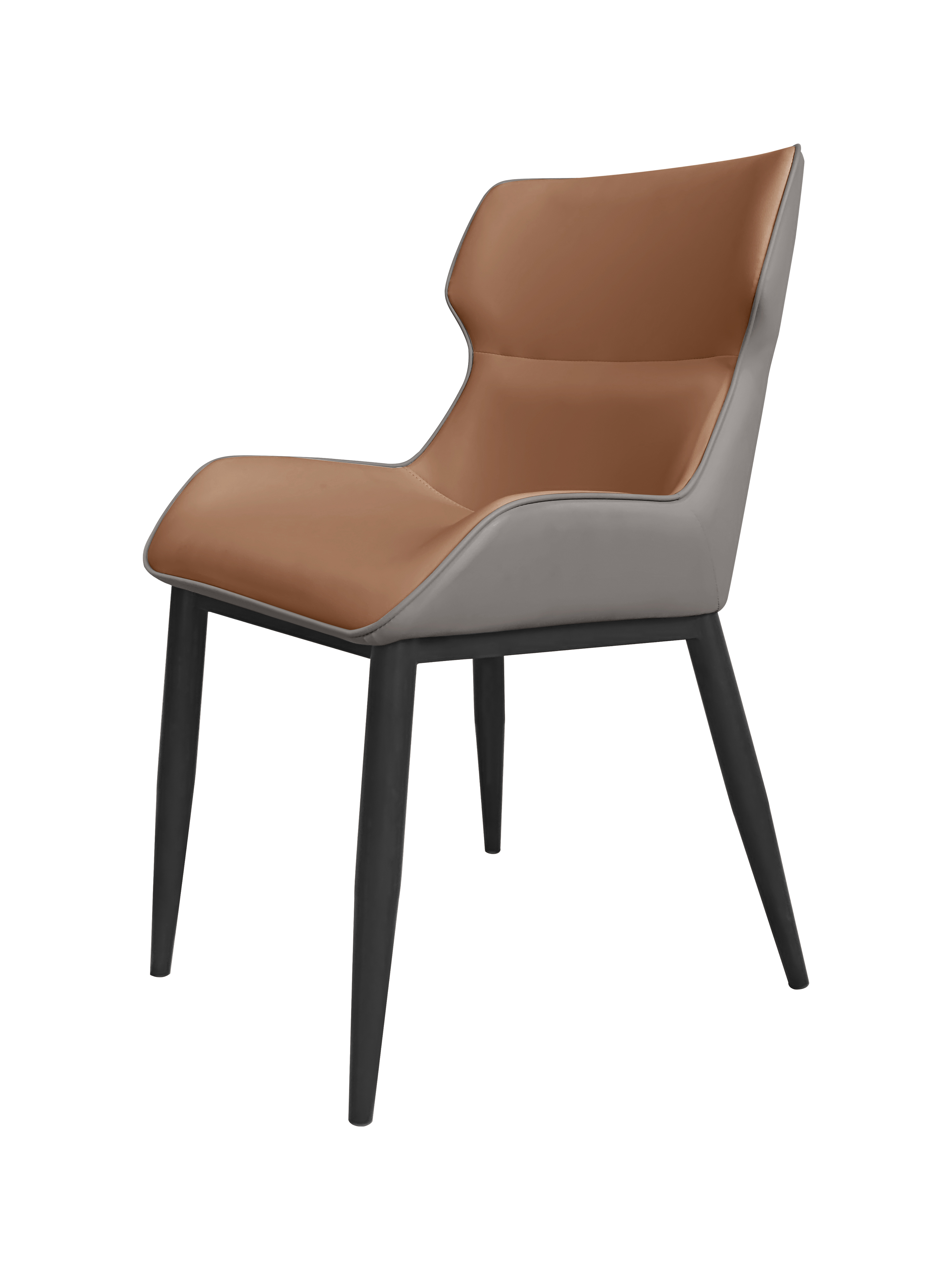 Dining Chair 983 - PU Orange and Grey ( Black Legs )