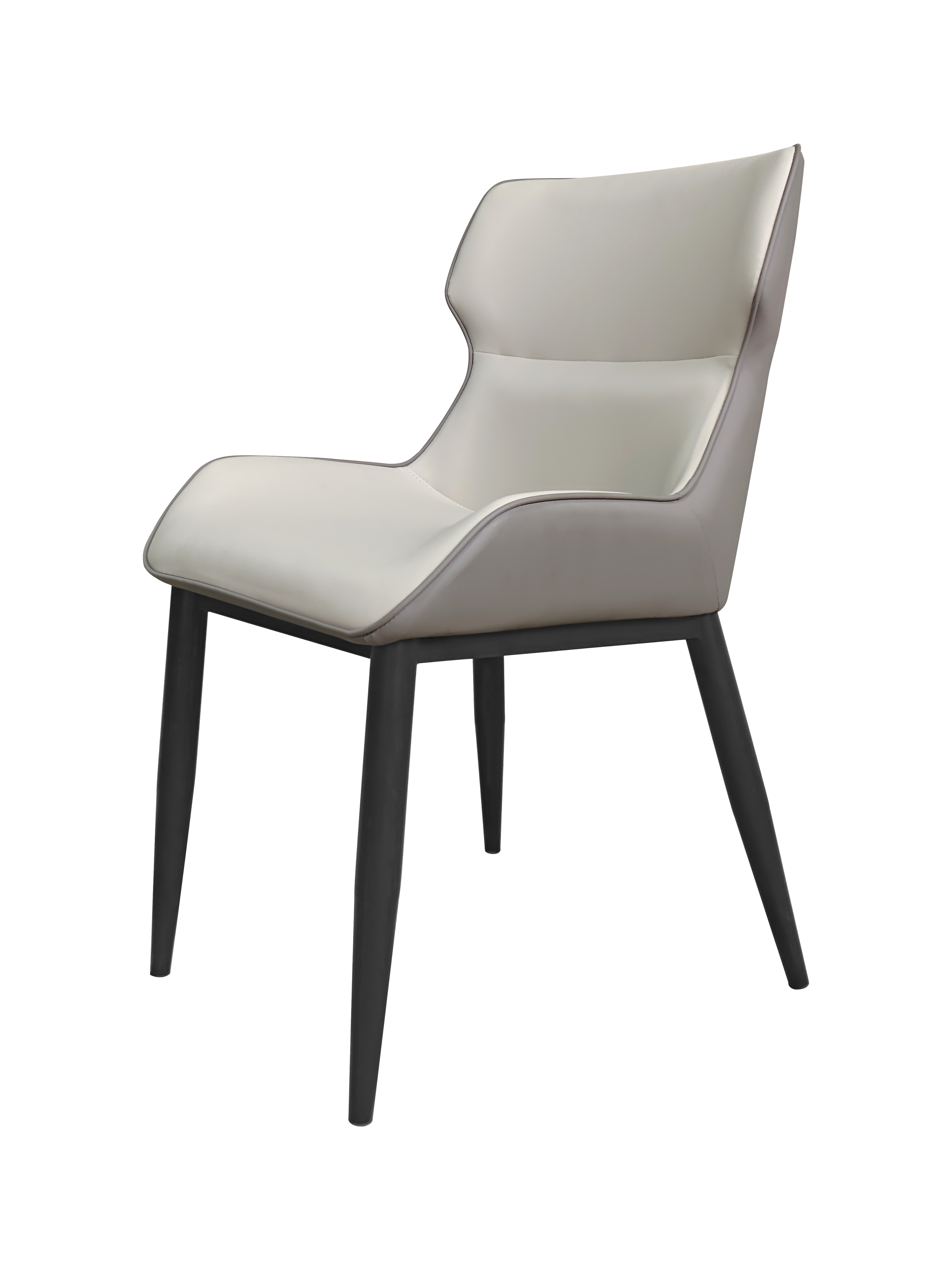 Dining Chair 983 - PU White and Grey ( Black Legs )