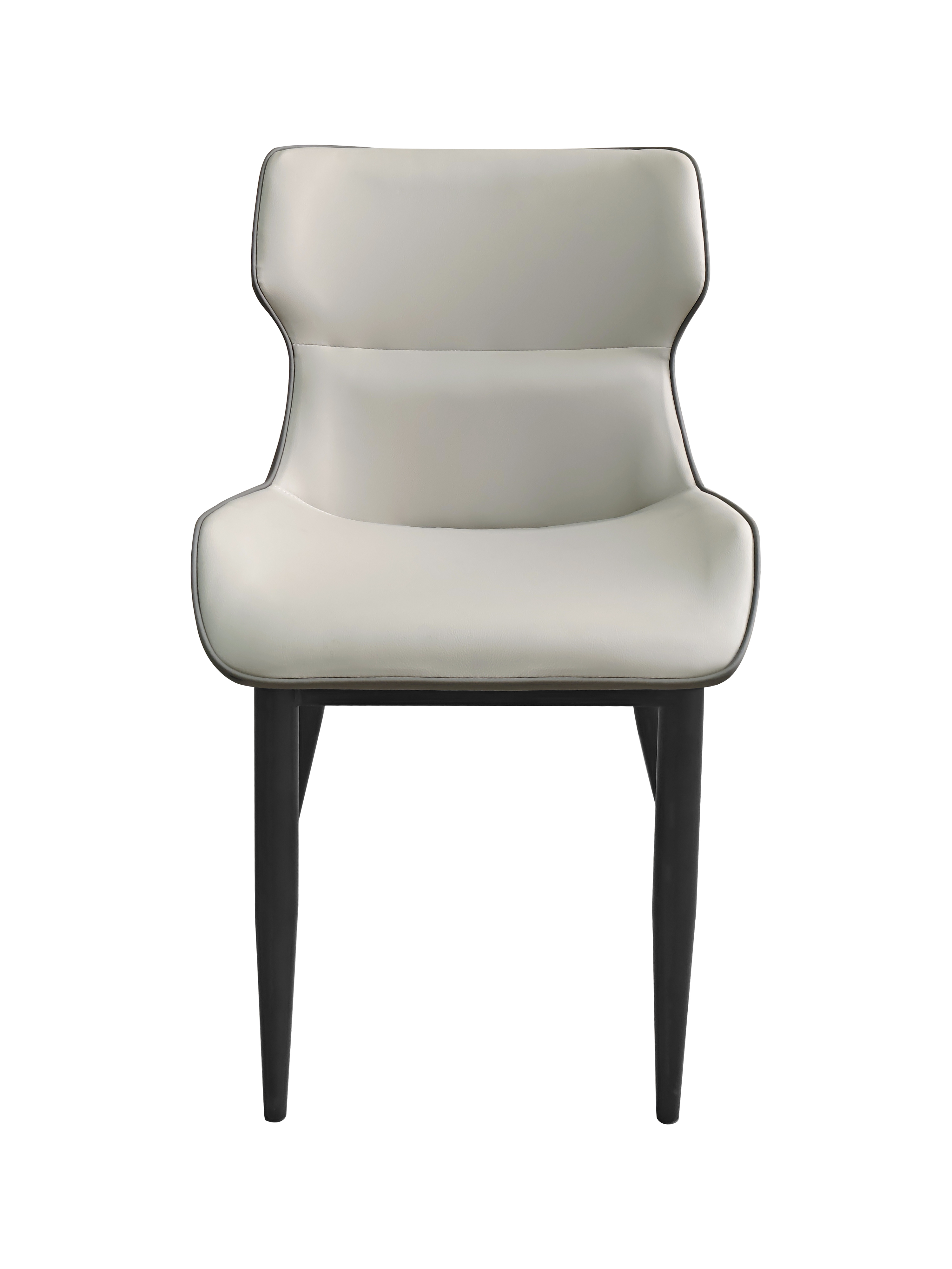 Dining Chair 983 - PU White and Grey ( Black Legs )