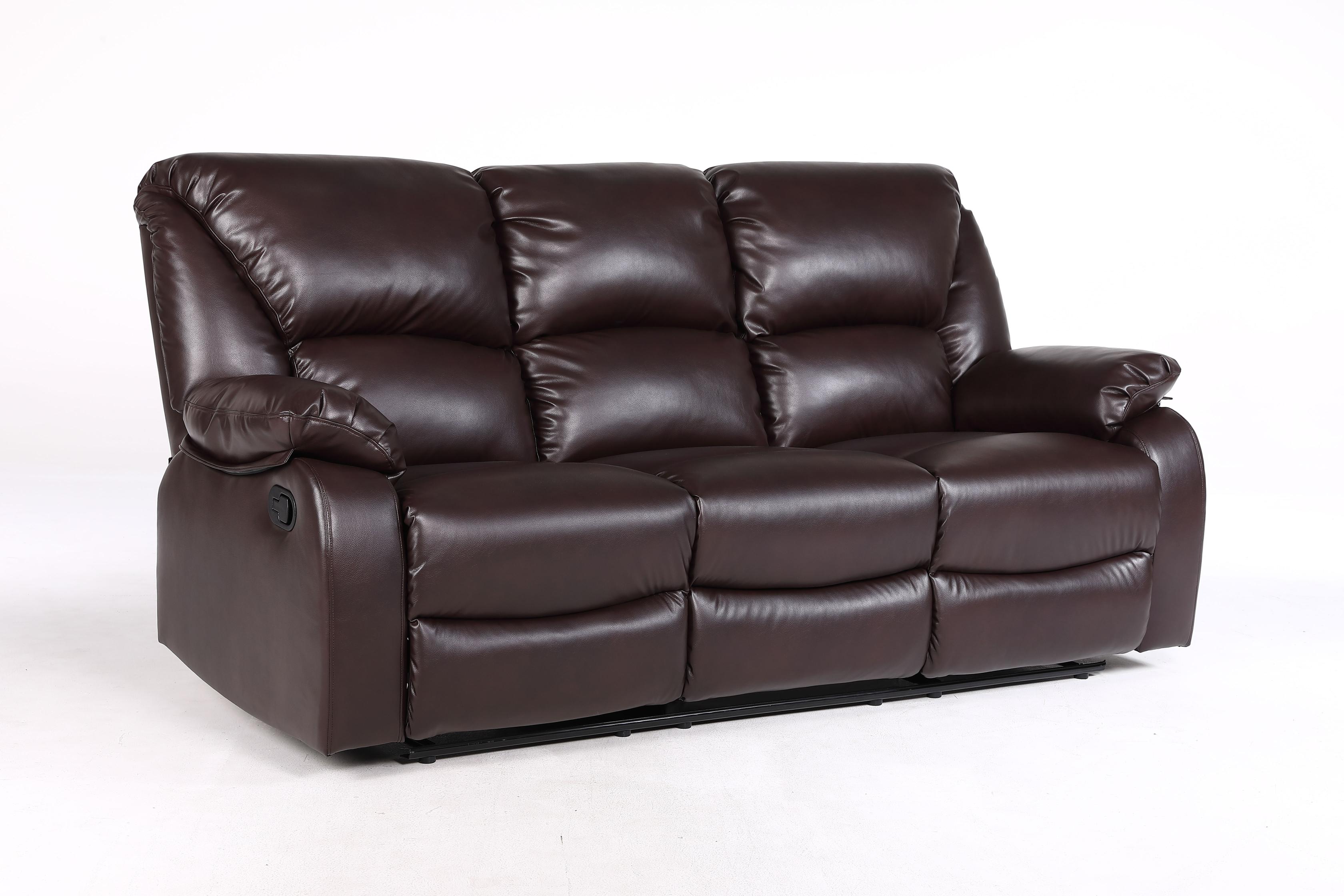 3 Seater LEXUS Recliner Sofa - GEL Leather Brown (8353