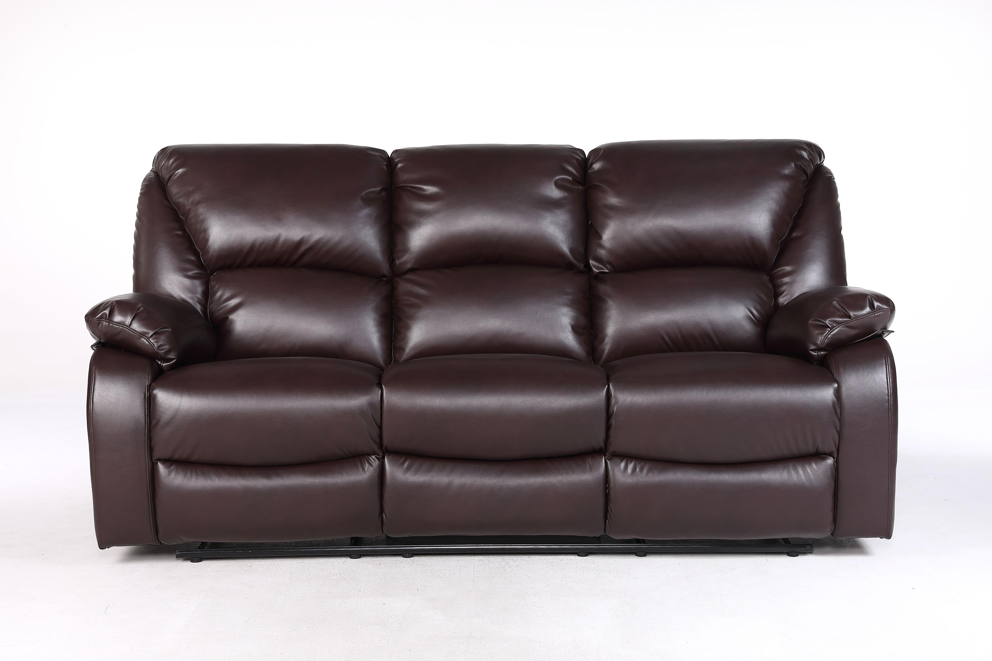 3 Seater LEXUS Recliner Sofa - GEL Leather Brown (8353