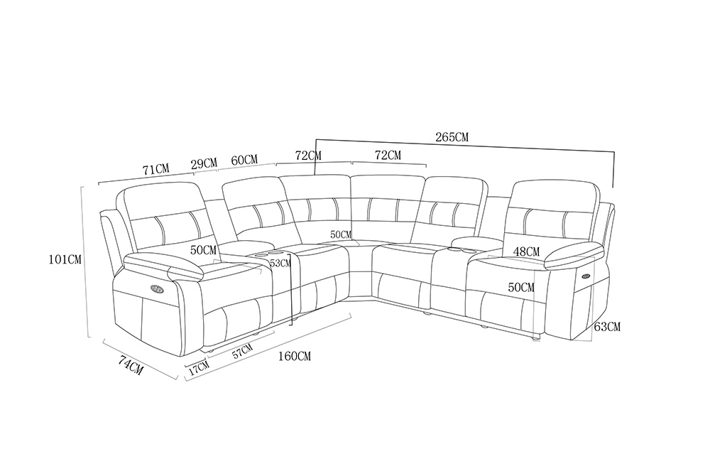 RELAXIA Corner Sofa with Recliner Seating (8196)