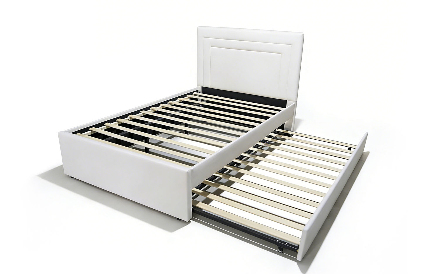 Single size Trundle Bed - PU White (5129)