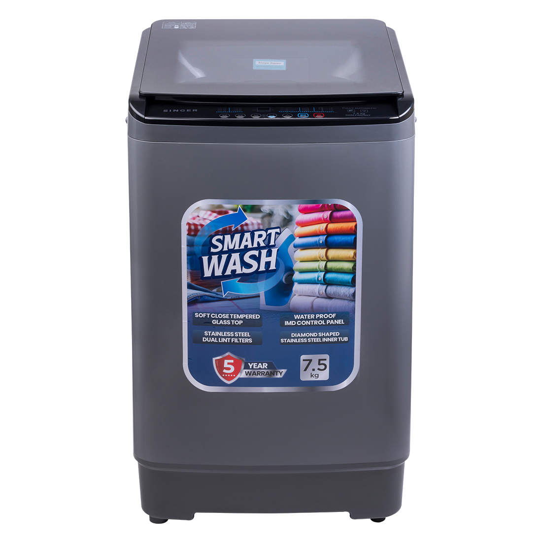 Singer Glass Top Fully Automatic Washing Machine SWM-FAR75GT - 7.5kg