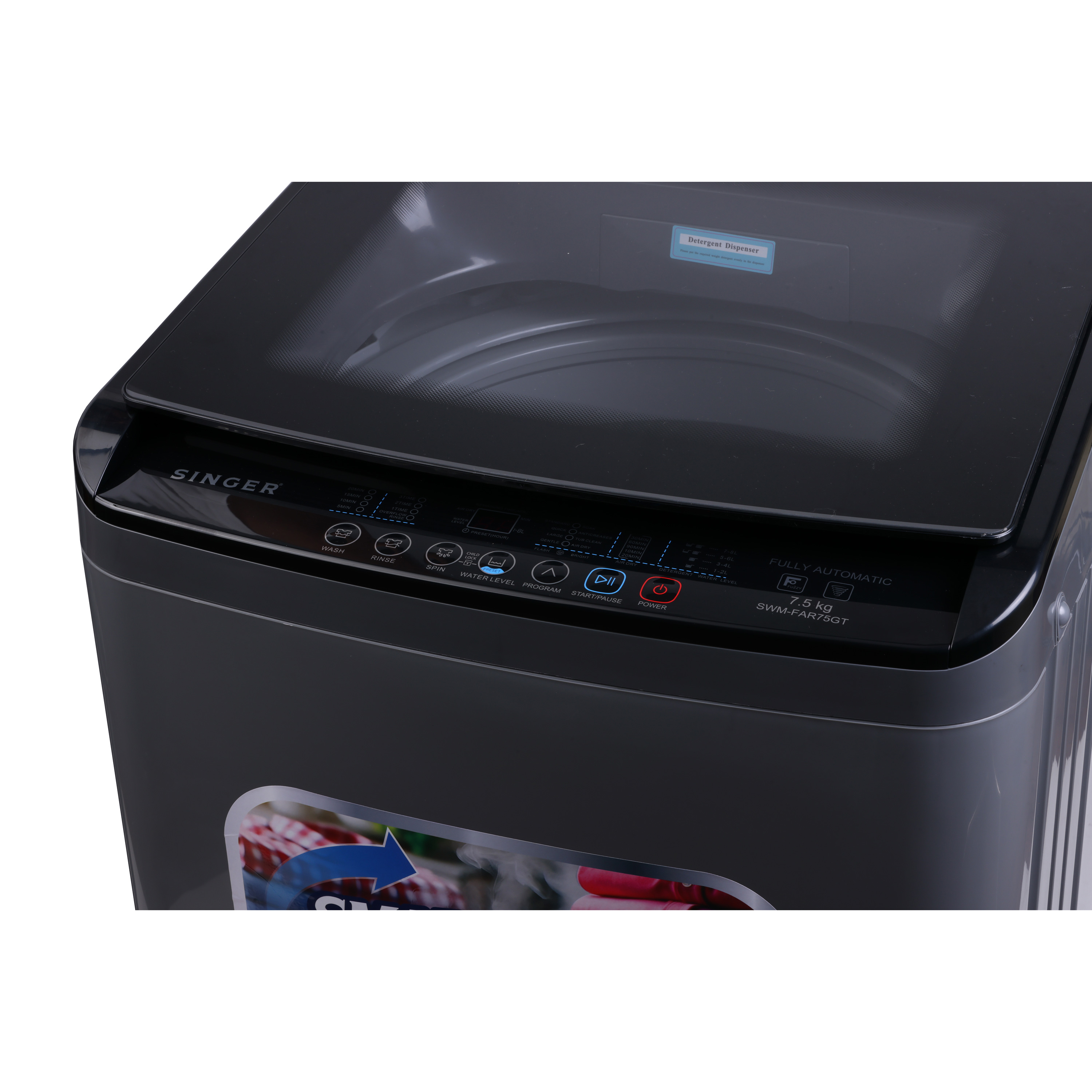 Singer Glass Top Fully Automatic Washing Machine SWM-FAR75GT - 7.5kg