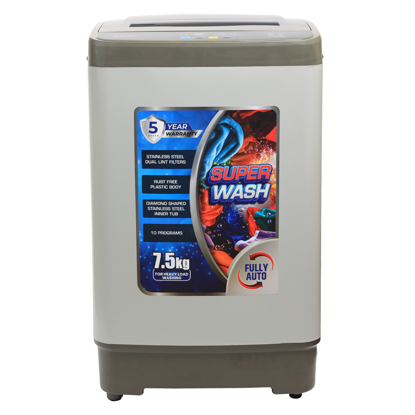 Singer Fully Automatic Washing Machine - Super Wash 7.5kg - SWM-FAR75PT