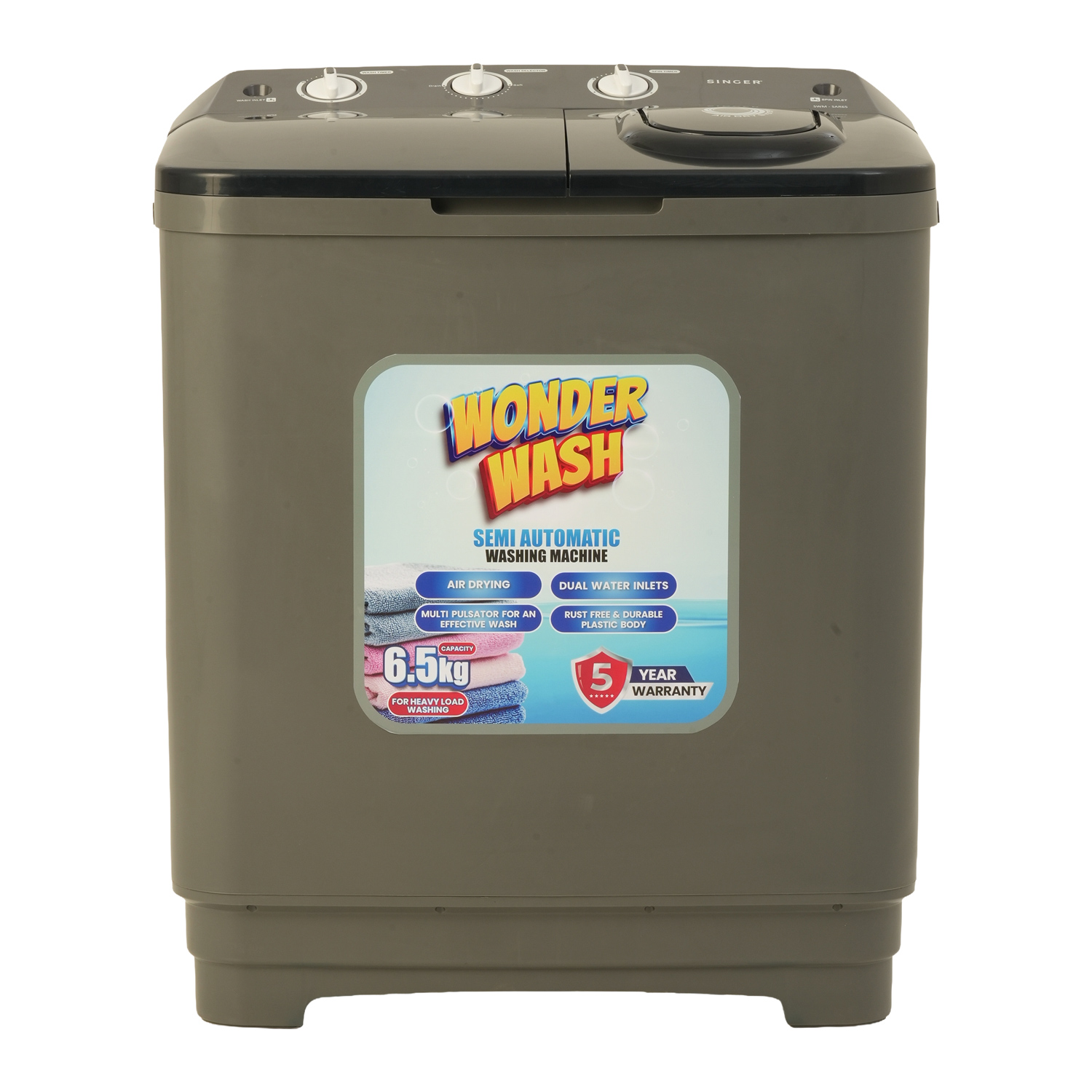 Singer Semi Automatic Washing Machine SWM-SAR65 - 6.5Kg