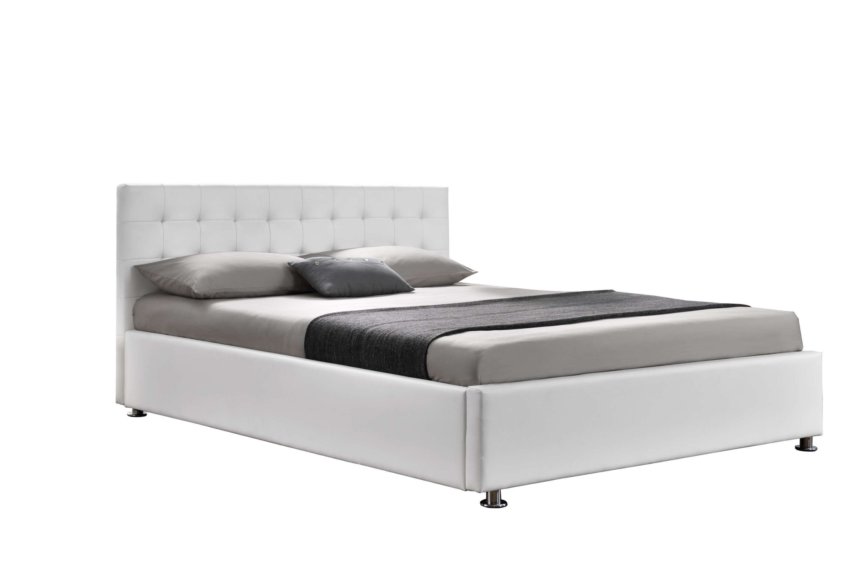 King size storage bed - PU Snow White ( 3154G )
