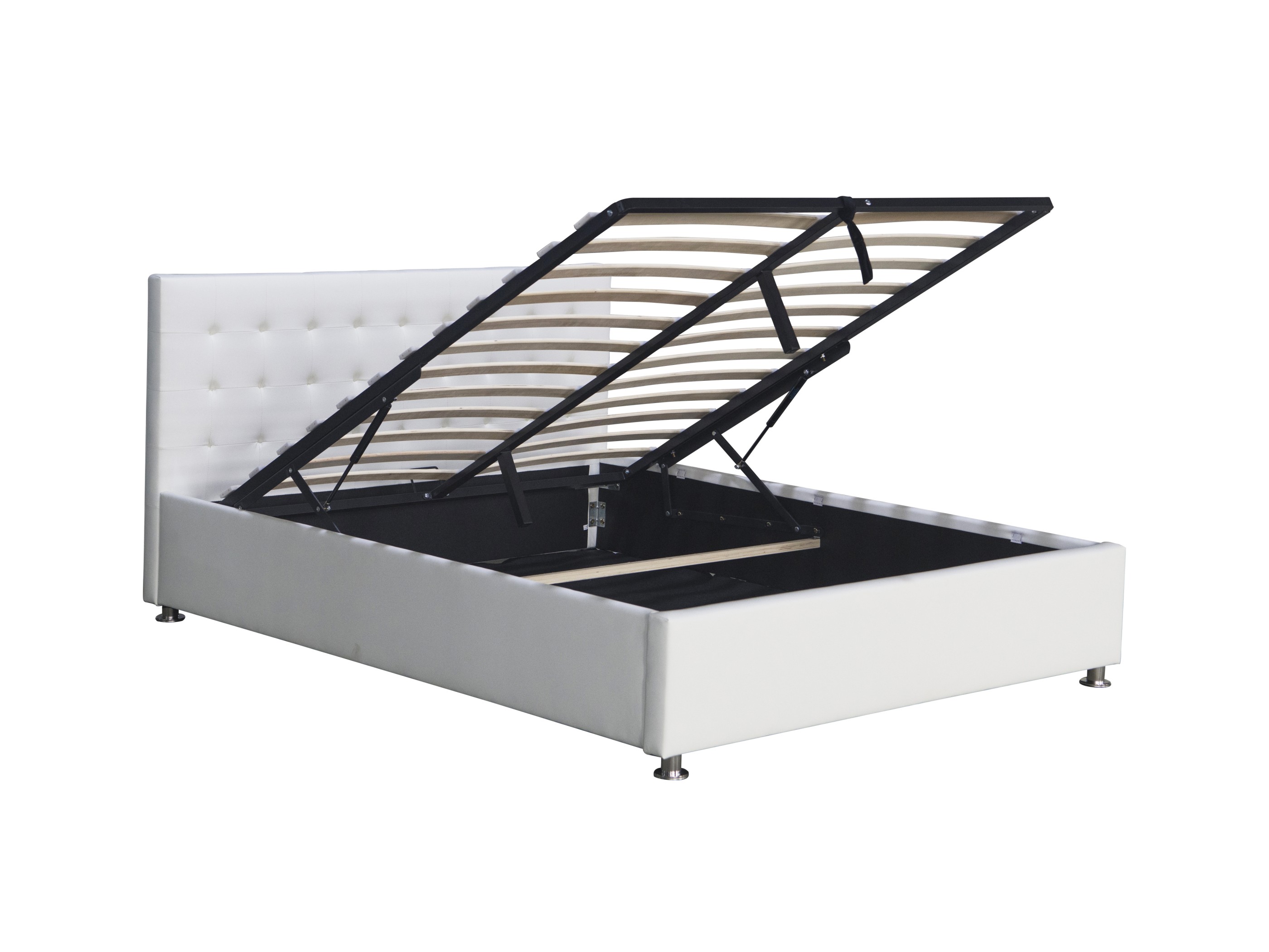 Queen size storage bed - PU Snow White ( 3154G )