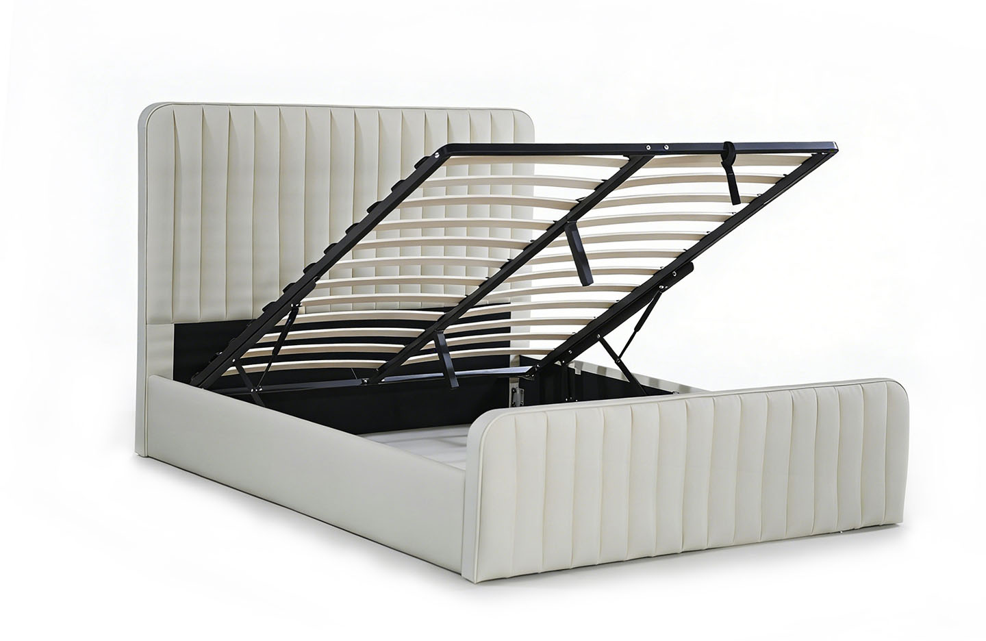 Queen size storage bed - PU Beige (5136G)