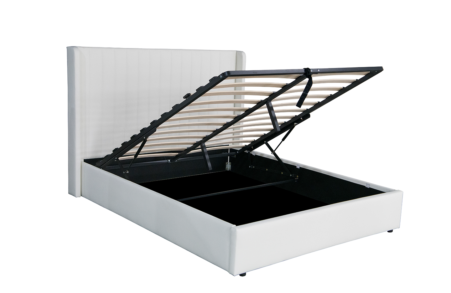 Queen size storage bed - PU White ( 4451G )