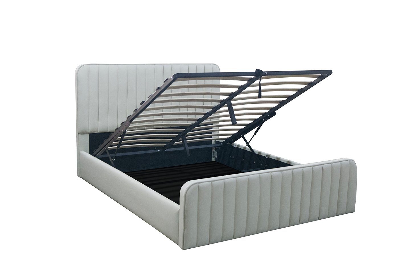 Queen size storage bed - PU Leather Cream Color ( 4480G )