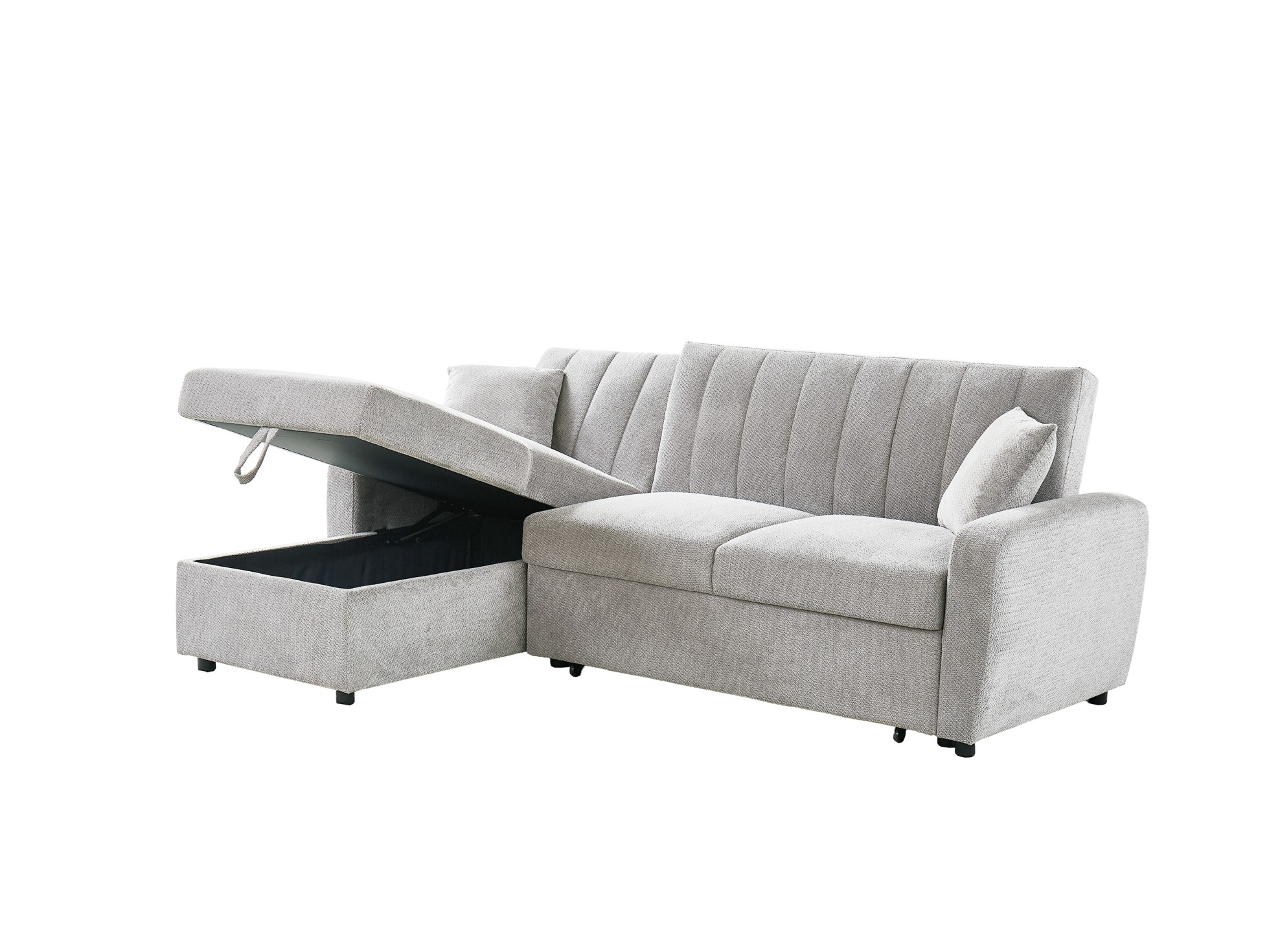 L Sofa With Pull-Out Bed and Storage - Beige