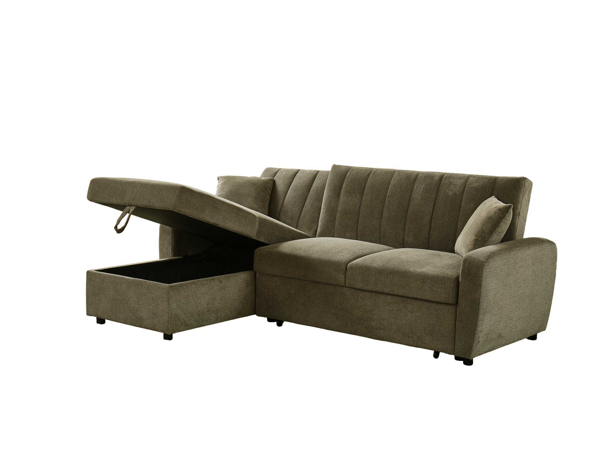 L Sofa With Pull-Out Bed and Storage - Brown