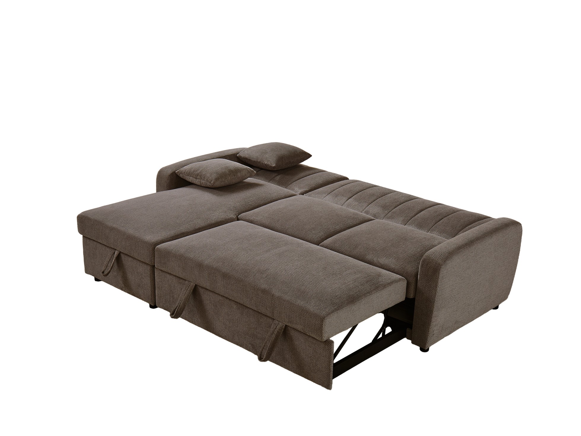 L Sofa With Pull-Out Bed and Storage - Brown
