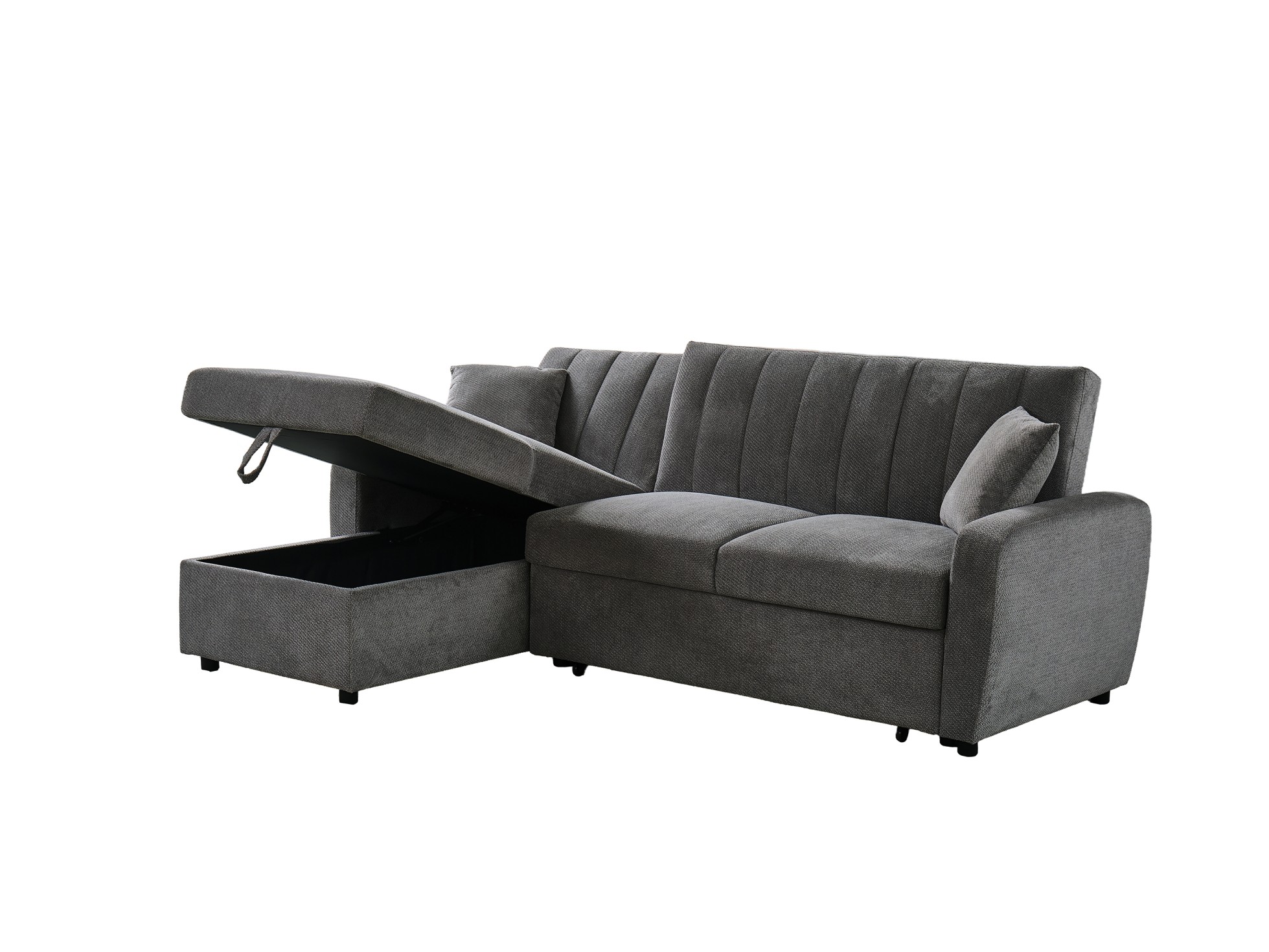 L Sofa With Pull-Out Bed and Storage - Grey